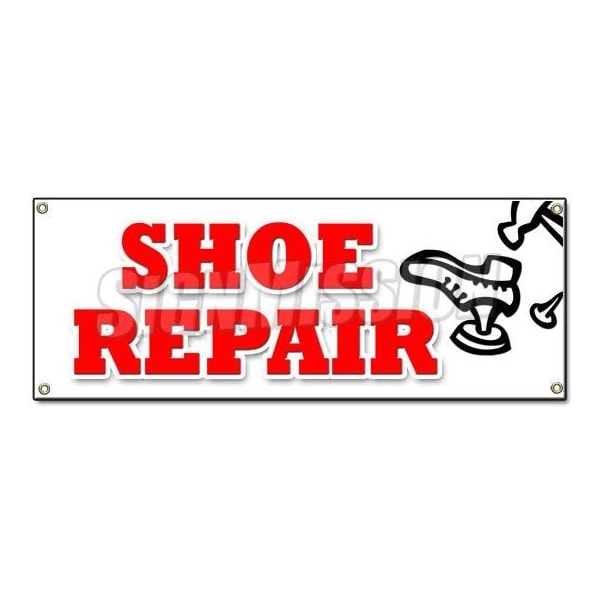 SHOE REPAIR BANNER SIGN heels soles leather work luggage repair while you wait